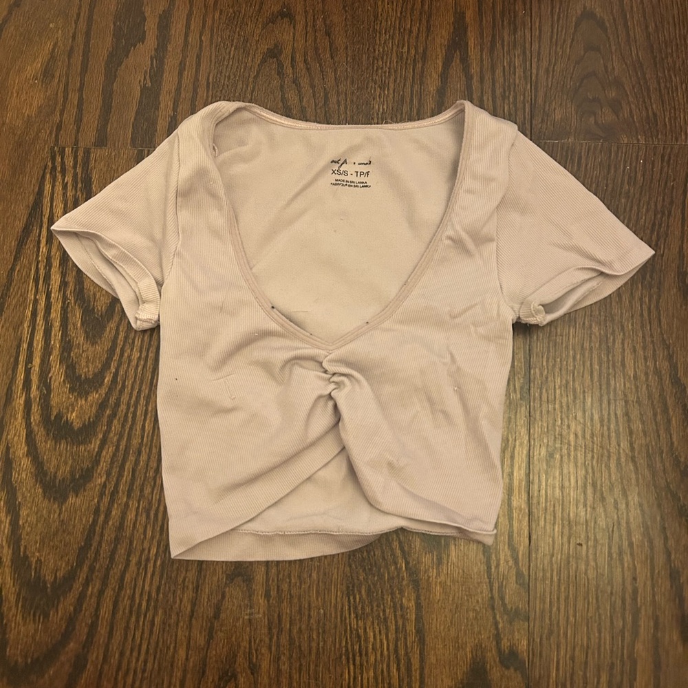Urban Outfitters Pink Crop Tie Front T-Shirt